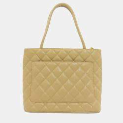 Chanel Beige Grained Calfskin Leather Tote Bag 