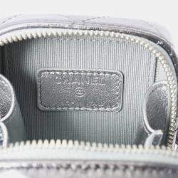 Chanel Silver Lambskin Matelasse Cube Chain Shoulder Bag