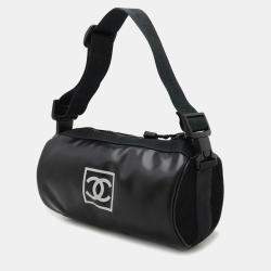 Chanel Rubber Nylon Black White Sport Line Coco Mark Shoulder Bag