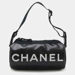 Chanel Rubber Nylon Black White Sport Line Coco Mark Shoulder Bag
