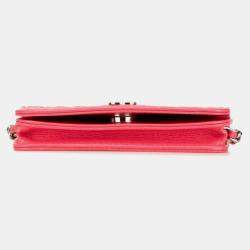 Chanel Pink Caviar Skin Camellia Coco Mark Chain Wallet Mini Shoulder Bag