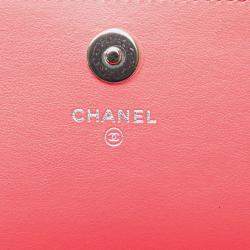 Chanel Pink Caviar Skin Camellia Coco Mark Chain Wallet Mini Shoulder Bag