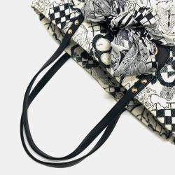 Pre Owned  Chanel White Canvas Printed Camellia Tote Bag