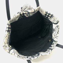 Pre Owned  Chanel White Canvas Printed Camellia Tote Bag