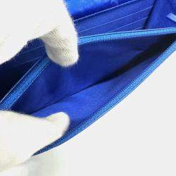 Chanel Metallic Blue Leather Boy Wallet On Chain