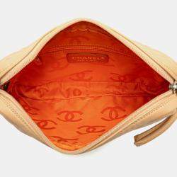 Chanel Beige Yellow Leather Enamel Cambon Ligne Handbag