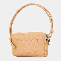 Chanel Beige Yellow Leather Enamel Cambon Ligne Handbag