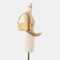 Chanel Beige Yellow Leather Enamel Cambon Ligne Handbag