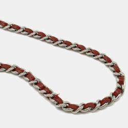 Chanel Red Leather Caviar Skin Chain Wallet Shoulder Bag