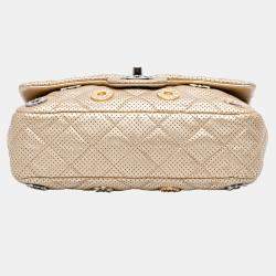 Pre Owned Chanel Gold Paris-Dubai Small Perforated Metallic Lambskin Medals Flap