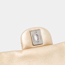 Pre Owned Chanel Gold Paris-Dubai Small Perforated Metallic Lambskin Medals Flap