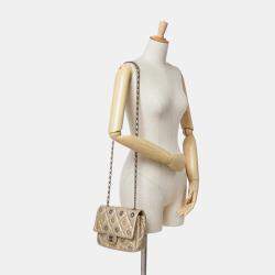 Pre Owned Chanel Gold Paris-Dubai Small Perforated Metallic Lambskin Medals Flap