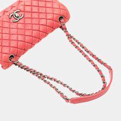 Pre Owned Chanel Red Small Iridescent Calfskin New Bubble Flap