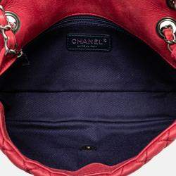 Pre Owned Chanel Red Small Iridescent Calfskin New Bubble Flap