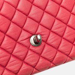 Pre Owned Chanel Red Small Iridescent Calfskin New Bubble Flap