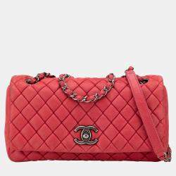 Pre Owned Chanel Red Small Iridescent Calfskin New Bubble Flap