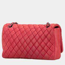 Pre Owned Chanel Red Small Iridescent Calfskin New Bubble Flap
