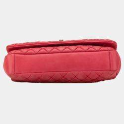 Pre Owned Chanel Red Small Iridescent Calfskin New Bubble Flap