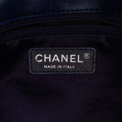 Pre Owned Chanel Navy Blue Small Quilted Lambskin Beaded Single Flap