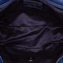 Pre Owned Chanel Navy Blue Small Quilted Lambskin Beaded Single Flap