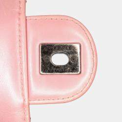 Pre Owned Chanel Pink Mini Quilted Metallic Calfskin Coco Pleats Chain Flap