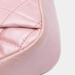 Pre Owned Chanel Pink Mini Quilted Metallic Calfskin Coco Pleats Chain Flap