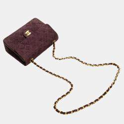 Chanel Burgundy Mini Rectangular Classic Suede Single Flap