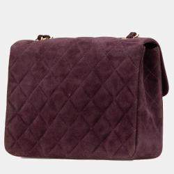 Chanel Burgundy Mini Rectangular Classic Suede Single Flap