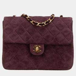 Chanel Burgundy Mini Rectangular Classic Suede Single Flap