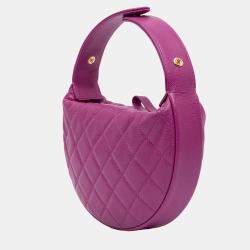 Chanel Purple Quilted Caviar Polly Pocket Hobo