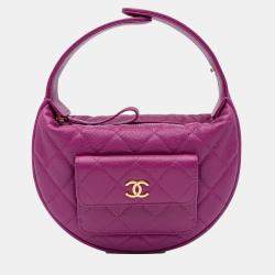 Chanel Purple Quilted Caviar Polly Pocket Hobo