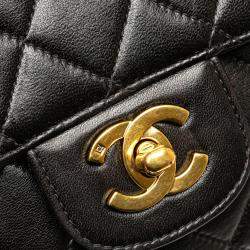 Chanel Black Lambskin Parent Child Kelly Set Top Handle Bag
