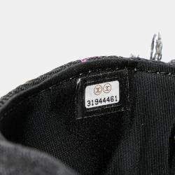 Chanel Black Fringe Denim Mood Clutch with Chain