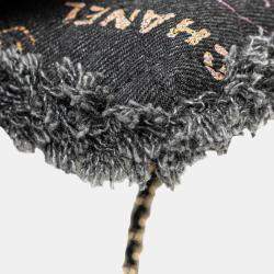 Chanel Black Fringe Denim Mood Clutch with Chain