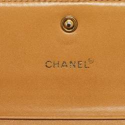 Chanel Beige Bar Quilted Leather Trifold Wallet
