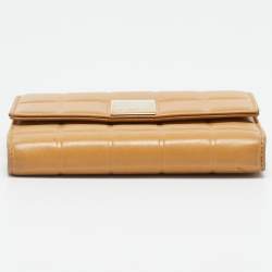 Chanel Beige Bar Quilted Leather Trifold Wallet