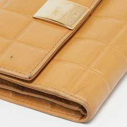 Chanel Beige Bar Quilted Leather Trifold Wallet