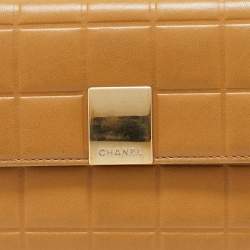 Chanel Beige Bar Quilted Leather Trifold Wallet