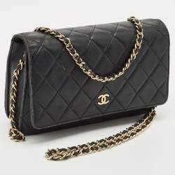 Pre Owned Chanel Black Quilted Leather CC Wallet On Chain