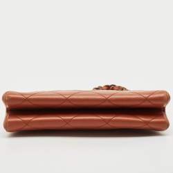 Pre Owned Chanel Brown Quilted Leather CC Frame Chain Bag