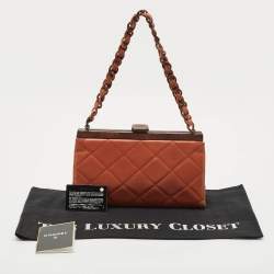 Pre Owned Chanel Brown Quilted Leather CC Frame Chain Bag