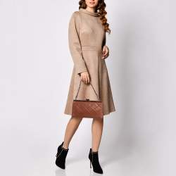 Pre Owned Chanel Brown Quilted Leather CC Frame Chain Bag