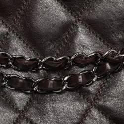 Pre Owned Chanel Brown Quilted Leather 3 Accordion Flap Bag