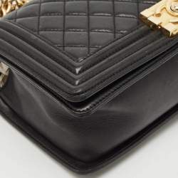 Chanel Black Quilted Leather Medium Boy Flap Bag