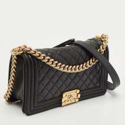 Chanel Black Quilted Leather Medium Boy Flap Bag