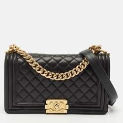 Chanel Black Quilted Leather Medium Boy Flap Bag