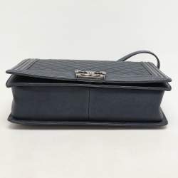 Chanel Blue Quilted Leather Large Boy Flap Bag