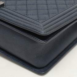 Chanel Blue Quilted Leather Large Boy Flap Bag
