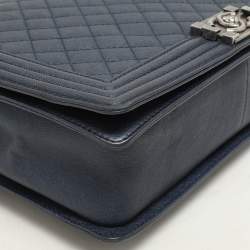 Chanel Blue Quilted Leather Large Boy Flap Bag