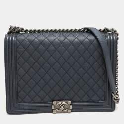 Chanel Blue Quilted Leather Large Boy Flap Bag